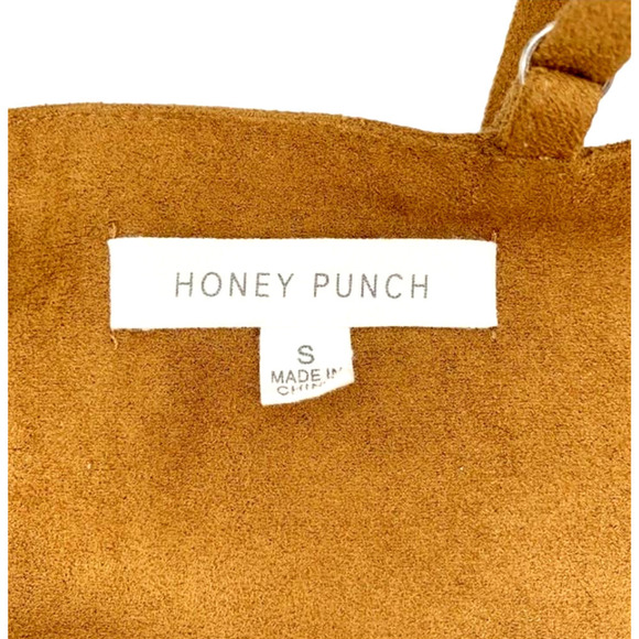 HONEY Punch Vintage Suede Crochet Cut-Out Festival Bralette Criss-Cross Back - Picture 7 of 9